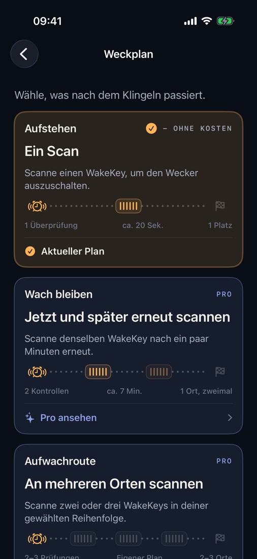 Wähle vor dem Wecker einen Scan, eine zweite Kontrolle oder eine kurze Route.