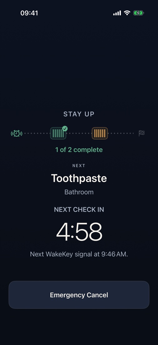 Stay Up calls you back to the same WakeKey after the delay you choose.
