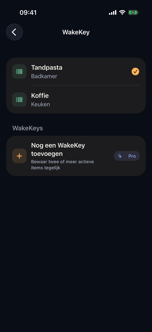 Tandpasta, koffie, shampoo of vitaminen kunnen een WakeKey worden. Niets om te printen.