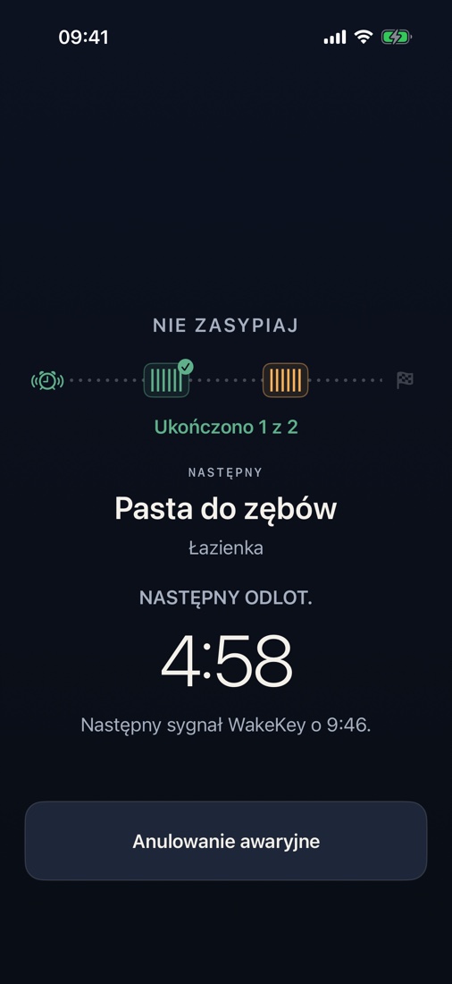 Nie zasypiaj poprosi o ponowne zeskanowanie tego samego WakeKey po wybranym czasie.