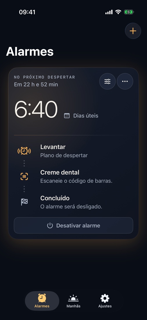 Seu alarme das 6:40 está pronto. Para desligá-lo, levante-se e escaneie a pasta de dente.