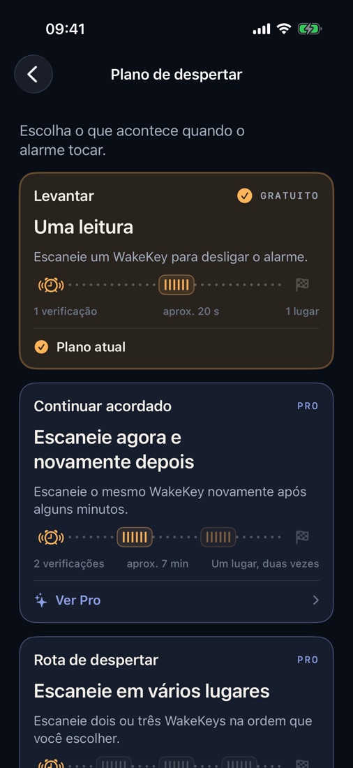 Escolha um escaneamento, uma segunda verificação ou uma rota curta antes do alarme tocar.