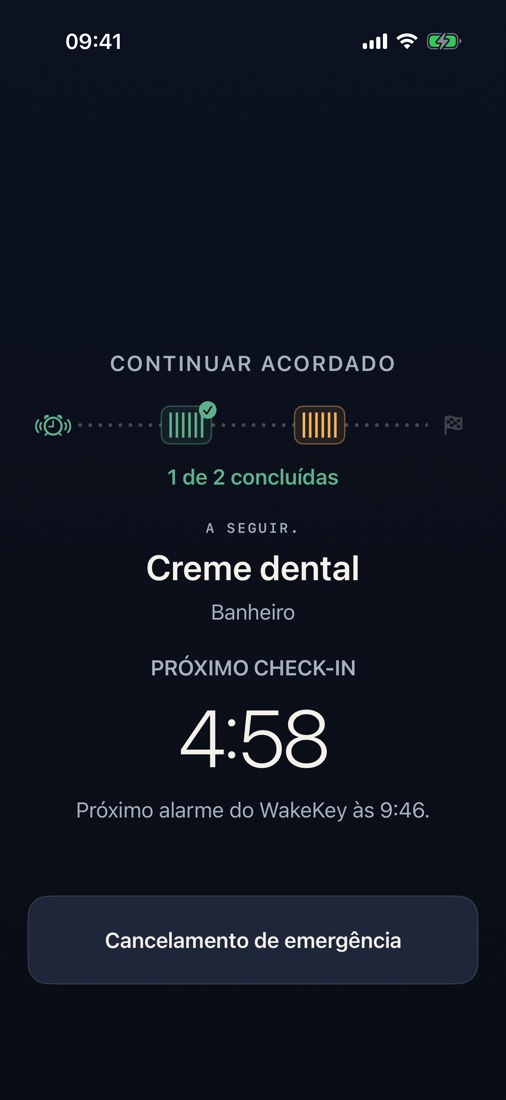 Continuar acordado pede outra leitura do mesmo WakeKey após o intervalo escolhido.