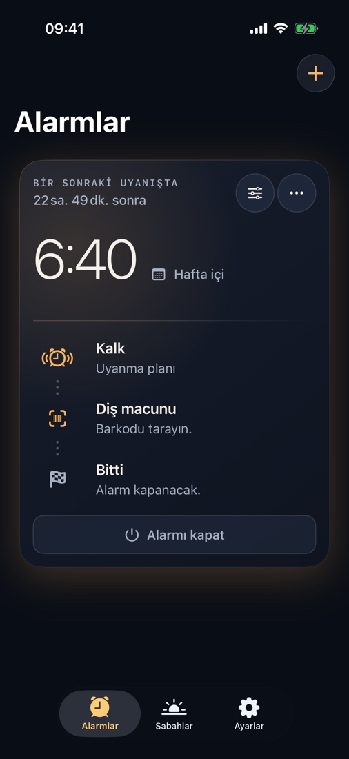 Kalkmak için diş macunu tüpünü, kahve paketini veya şampuan şişesini tarayın. Yeniden uyursanız ikinci kontrolü ekleyin. Hesap, reklam ve takip yok.